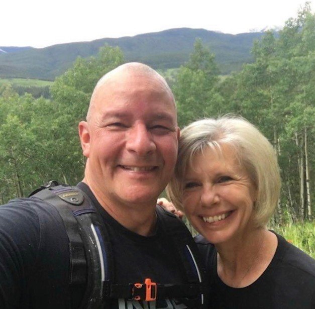 Lori & Steve hiking in Alberta Foothills